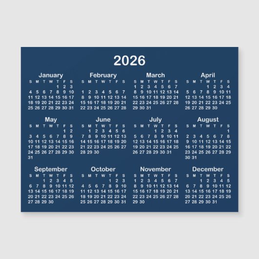 Carte Magnétique Calendrier magnétique 2026 bleu et blanc de la Mar (Devant)
