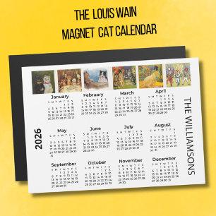 Carte Magnétique Calendrier magnétique 2026 des chats de Louis Wain