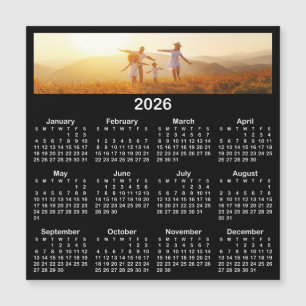 Carte Magnétique Calendrier magnétique 2026 Photo Panorama Noir Bla