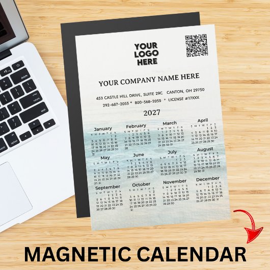 Carte Magnétique Calendrier magnétique 2027 avec code QR et nom de