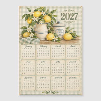 Carte Magnétique Calendrier Magnétique 2027 - Citron Rétro