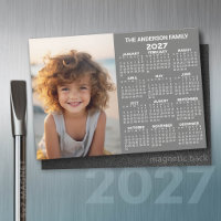 Calendrier Magnétique 2027 - Vue Annuelle Moderne