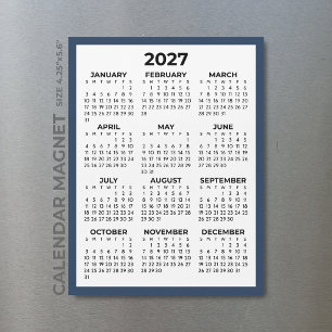 Carte Magnétique Calendrier Magnétique Année Complète 2027 Bordure