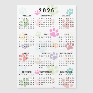Carte Magnétique Calendrier Magnétique Coloré Empreintes de Patte 2