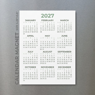 Carte Magnétique Calendrier Magnétique de Base Simple Vert Olive 20