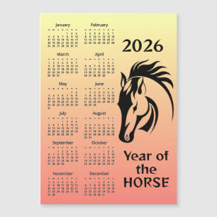 Carte Magnétique Calendrier magnétique de l'année du Cheval 2026