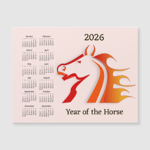 Carte Magnétique Calendrier magnétique de l'année du Cheval 2026