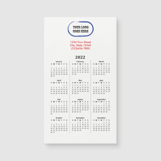 Carte Magnétique Calendrier magnétique de marque logo 2022 (Devant)