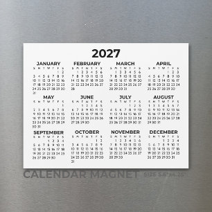 Carte Magnétique Calendrier Magnétique Horizontal Simple 2027