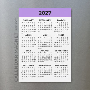 Carte Magnétique Calendrier Magnétique Lavande 2027 Vue Année Compl