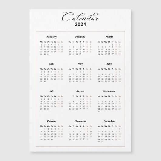 Carte Magnétique Calendrier magnétique minimal 2024 (Devant)