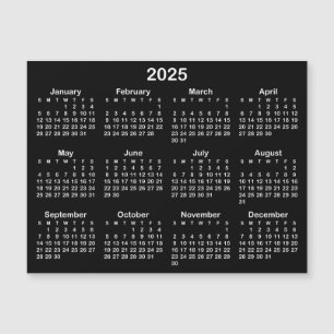 Carte Magnétique Calendrier magnétique minimal noir et blanc 2025