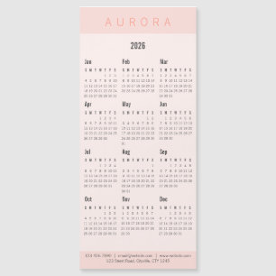 Carte Magnétique Calendrier magnétique minimal rose à deux tons
