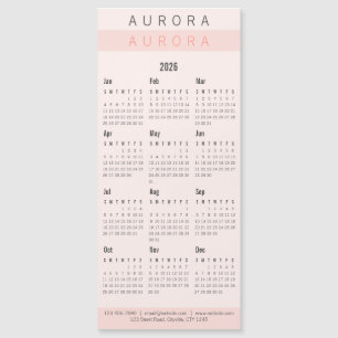 Carte Magnétique Calendrier magnétique minimal rose à deux tons