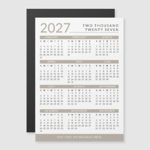 Carte Magnétique Calendrier Magnétique Personnalisé 2027 Taupe & Bl