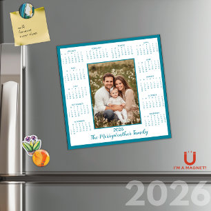 Carte Magnétique Calendrier magnétique photo bleu Turquoise 2026