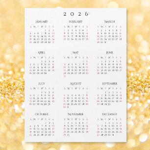 Carte Magnétique Calendrier magnétique simple noir et blanc pour la