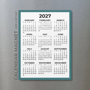 Carte Magnétique Calendrier Magnétique Vue Annuelle 2027 Bleu Sarce