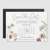Carte Magnétique Calendrier Mariage Fleur SimpleWild Enregistrer La (Devant / Derrière)