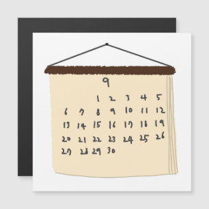 Carte Magnétique Calendrier mensuel de septembre dessiné à la main