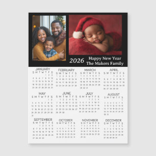 Carte Magnétique Calendrier mini personnalisé 2026 avec photos