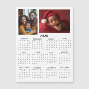 Carte Magnétique Calendrier mini personnalisé avec photos 2026