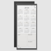 Carte Magnétique Calendrier minimal gris 2024 (Devant / Derrière)