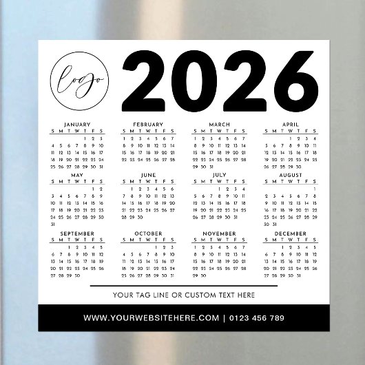 Carte Magnétique Calendrier Minimaliste Moderne Simple Personnalisé