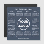 Carte Magnétique Calendrier moderne 2021 avec logo de la compagnie (Devant / Derrière)