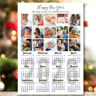 Carte Magnétique Calendrier moderne 2025 Famille Photo Collage Magn