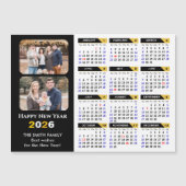 Carte Magnétique Calendrier moderne 2026 2 Photo Black Gold Magnéti (Devant)