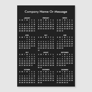 Carte Magnétique Calendrier Moderne 2026 Aimant Nom de l'Entreprise