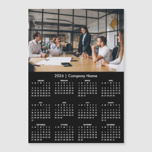 Carte Magnétique Calendrier Moderne 2026 Société Nom Photo Aimant