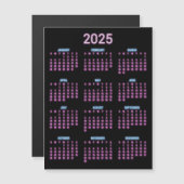 Carte Magnétique Calendrier Neon 2025 (Devant / Derrière)