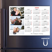 Carte Magnétique Calendrier personnalisé 2026 Collage de photos Nom