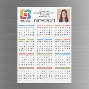Carte Magnétique Calendrier personnalisé 2027 Entreprise Logo Socié