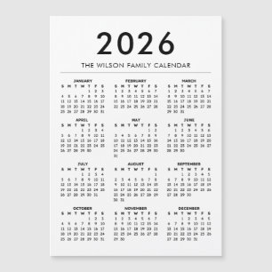Carte Magnétique Calendrier personnalisé avec nom 2027