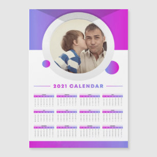 Carte Magnétique Calendrier personnalisé avec photo moderne 2021