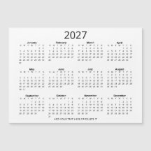 Calendrier personnalisé noir et blanc 2027 avec vo
