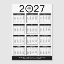 Calendrier personnalisé noir et blanc 2027 & logo