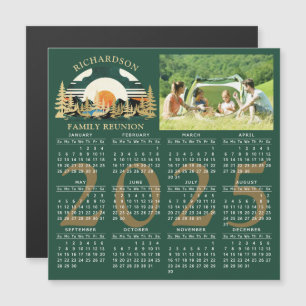 Carte Magnétique Calendrier photo 2025 Camping Famille Réunion Vert