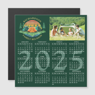 Carte Magnétique Calendrier photo 2025 Camping Famille Réunion Vert