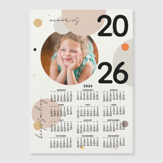 Carte Magnétique Calendrier Photo 2026 Gardez le Sourire Aimant (Devant)