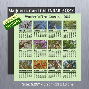 Carte Magnétique Calendrier photo de couronne d'arbre 2027 - Lundi