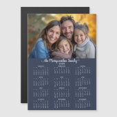 Carte Magnétique Calendrier photo simple bleu moderne 2026 (Devant / Derrière)