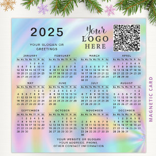 Carte Magnétique Calendrier QR 2025 personnalisé Code Entreprise Lo
