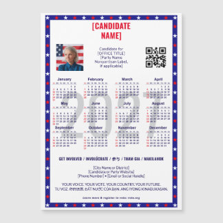 Carte Magnétique Calendrier QR Code Élection Politique Patriotique