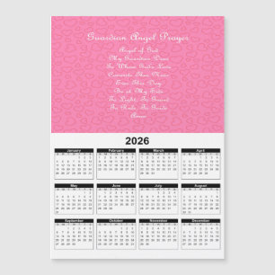 Carte Magnétique Calendrier Rose 2026 Prière de l'ange gardien