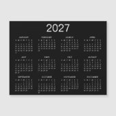 Carte Magnétique Calendrier Simple Noir Et Blanc 2025 (Devant)