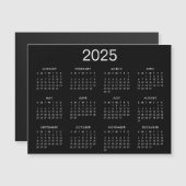 Carte Magnétique Calendrier Simple Noir Et Blanc 2025 (Devant / Derrière)
